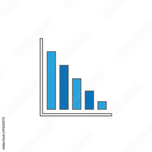 Blue bar chart icon showing a downward trend.