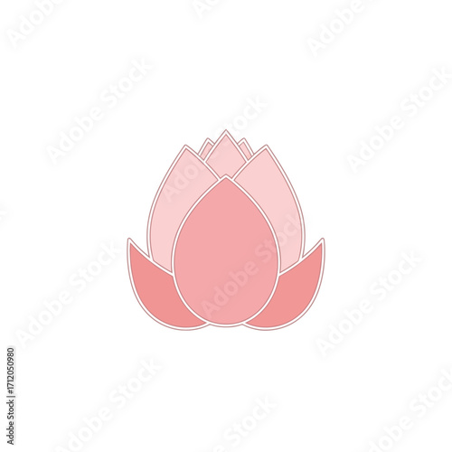 Elegant pink lotus flower with a delicate gold outline.