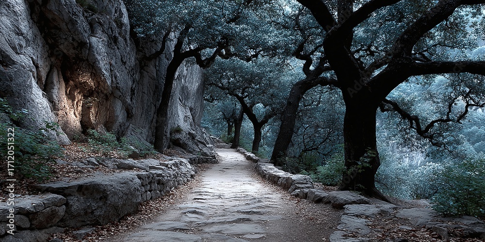 Fototapeta premium Mystical Path through the Whispering Woods A Journey of Serenity