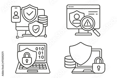 Securing data with advanced technology to prevent and detect fraud, shielding personal information online, ensuring cyber data protection in digital realm, cybersecurity concepts