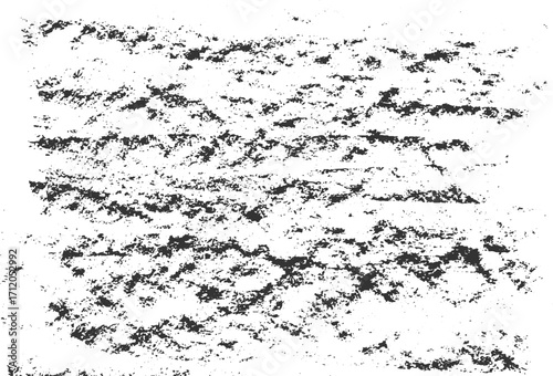 Grunge texture created with wax crayons. Monochrome scratched surface on white background.