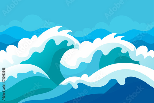 Close Up Texture of Foamy Ocean Waves