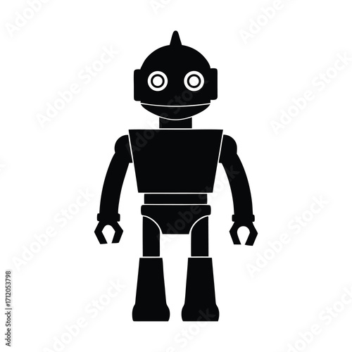 cartoon robot silhouette with oversized head 