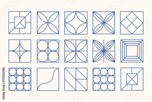 Set of Linear Shapes – Mid-Century Modern and Art Deco Inspired Vector Elements, Clean Geometric Design Perfect for Retro Branding, Interior Decor, and Graphic Design Projects