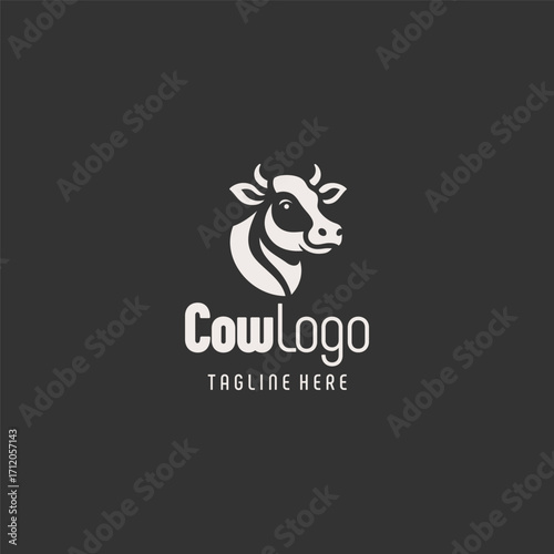 Elegant Farm Cow Logo Design