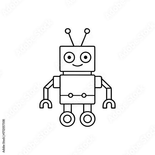 cartoon robot with wheels and antennas coloring page