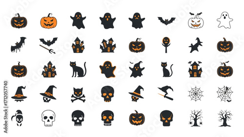 Halloween Vector Icon Set Festival Elements Illustration AI EPS PNG JPEG