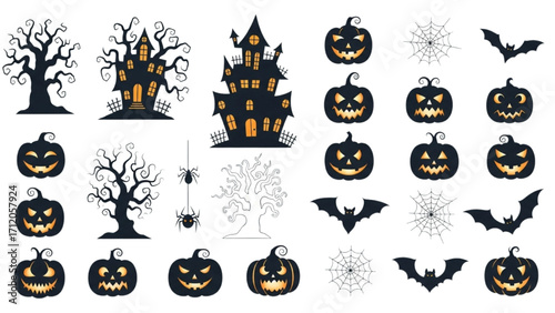 Halloween Vector Icon Set Festival Elements Illustration AI EPS PNG JPEG