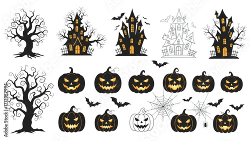 Halloween Vector Icon Set Festival Elements Illustration AI EPS PNG JPEG