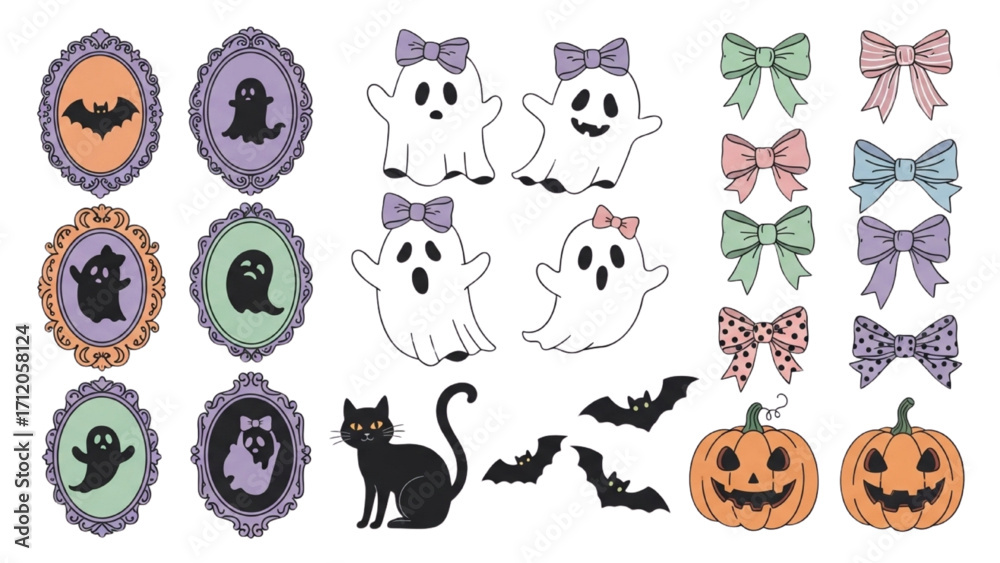 Fototapeta premium Halloween Vector Icon Set Festival Elements Illustration AI EPS PNG JPEG