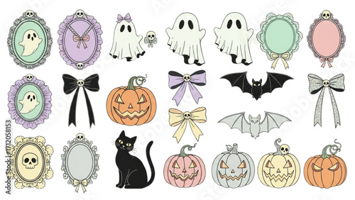 Halloween Vector Icon Set Festival Elements Illustration AI EPS PNG JPEG