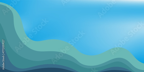 Mountain colors, with translucent wave blue background, sunset, abstract glass shapes, modern vector.eps10