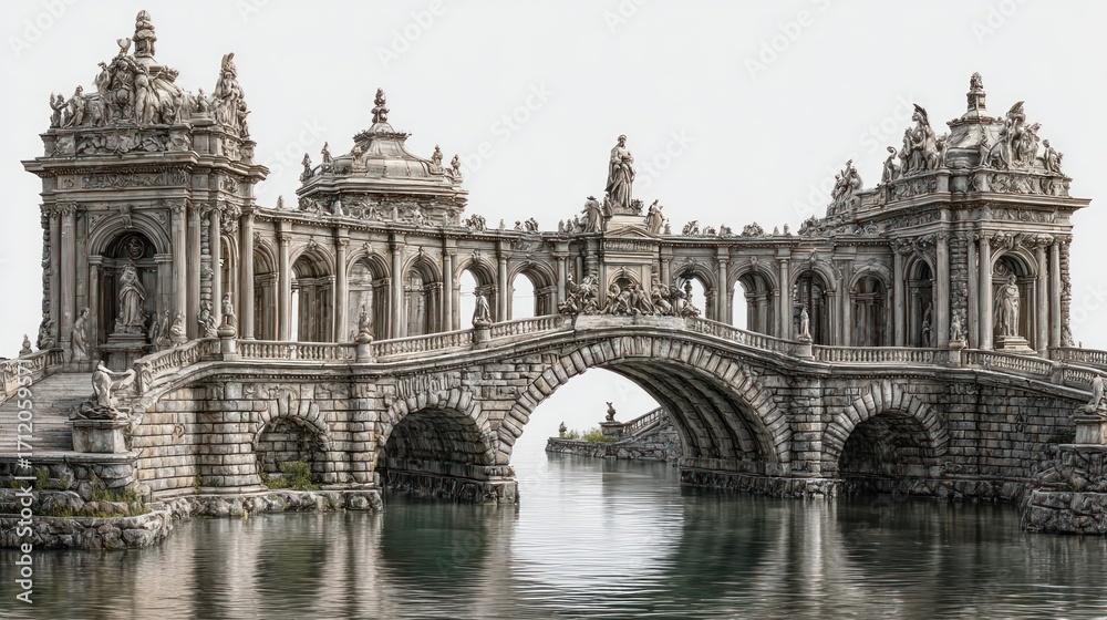 Naklejka premium Beautiful Baroque Bridge over the Water Reflecting the Magnificent Architecture