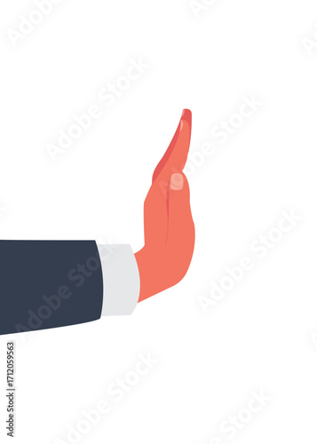 Hand showing stop gesture with the palm isolated over white background vector illustrations