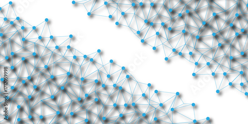 Technology abstract white digital background of connected dot with blue line .many squares and rectangle shapes .Internet connection network high digital technology with connecting points and dots