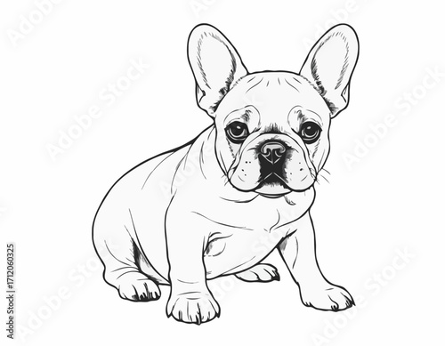 French bulldog puppy hand drawn sketch Vector illustration.