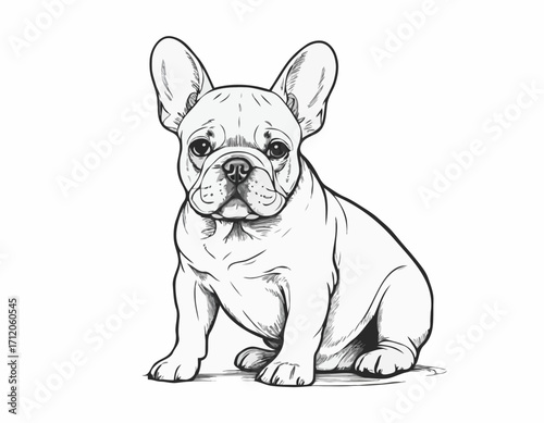 French bulldog puppy hand drawn sketch Vector illustration.