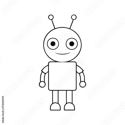  cute robot character with round body and antennas 