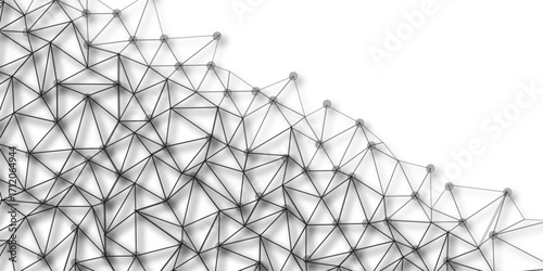 Technology abstract white digital background of connected dot with black line .many squares and rectangle shapes .Internet connection network high digital technology with connecting points and