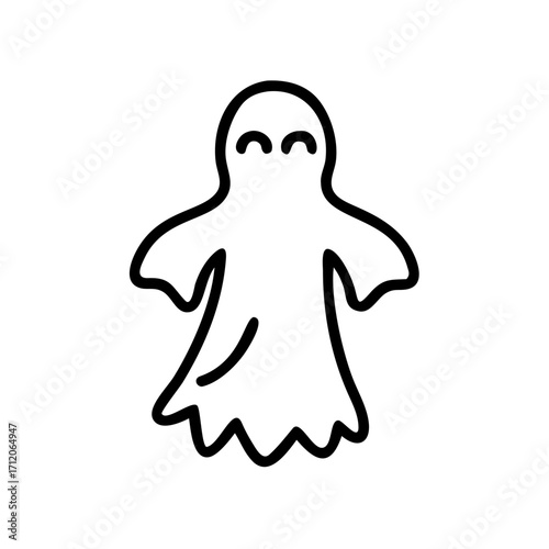 Headless Ghost Icon Line Art