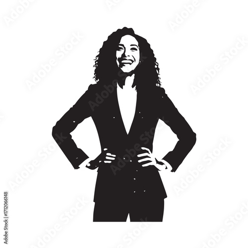 Beautiful Woman in Formal Dress Black and White Illustration Vector Art Design