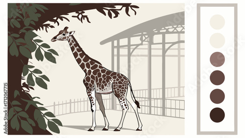 Giraffe illustration zoo animal African wildlife tall mammal nature scene elegant design animal art vector graphic safari animal wildlife illustration zoo illustration fauna animal po.