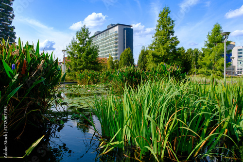 Biblioteca degli Alberi, modern park at Porta Nuova in Milan, Italy