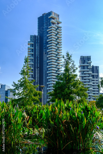 Biblioteca degli Alberi, modern park at Porta Nuova in Milan, Italy