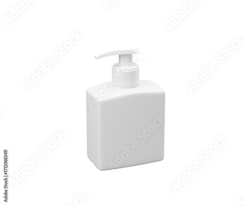White pump bottle for soap, lotion, or sanitizer, isolated on transparent