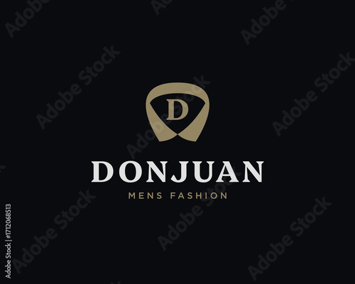 D letter suit apparel clothing monogram logo vector icon illustration