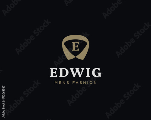 E letter suit apparel clothing monogram logo vector icon illustration