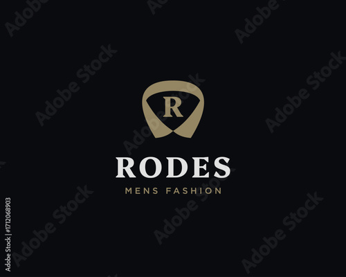 R letter suit apparel clothing monogram logo vector icon illustration