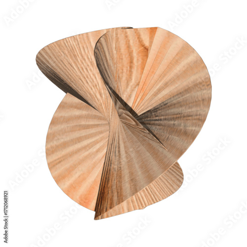 3D Abstract Fan Structure – Twisted Wood Texture in Dynamic Geometry