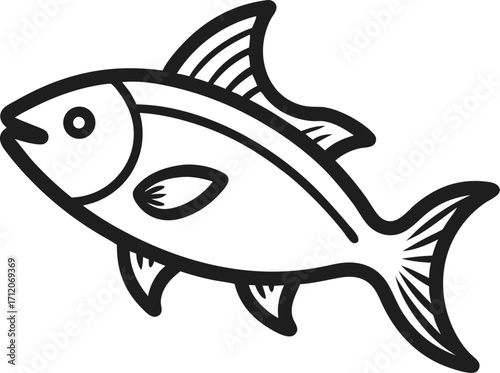 Hilsha  outline icon vector on white background 