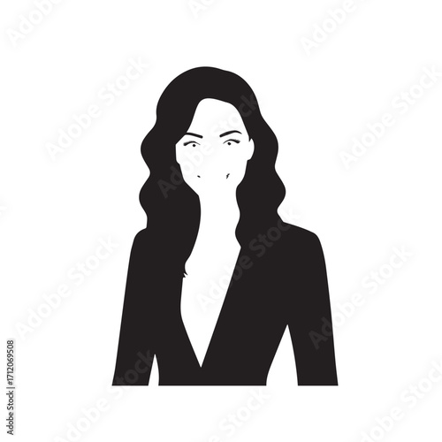 Beautiful Woman in Formal Dress Black and White Illustration Vector Art Design