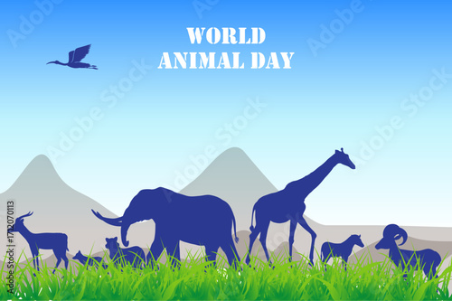 World Animal Day Wildlife Silhouette Landscape Illustration