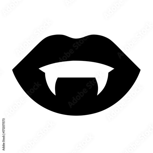 Open Mouth With Vampire Fangs Icon Vector Silhouette