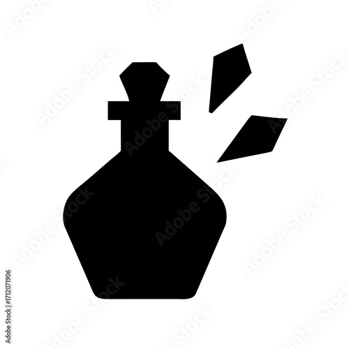 Potion Bottle With Crystal Shards Icon Vector Silhouette