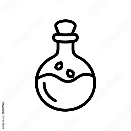 Potion Bottle With Ghost Inside Icon Line Art