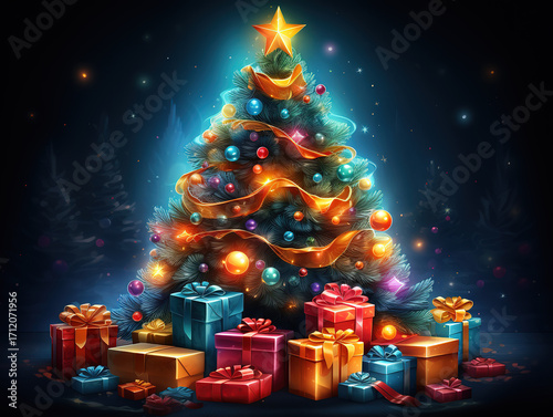 Incredible Horizontal christmas banner with gifts