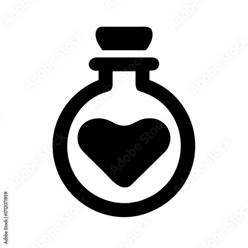 Potion Bottle With Heart Shaped Glass Icon Vector Silhouette