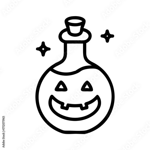 Potion Bottle With Magical Aura Icon Line Art