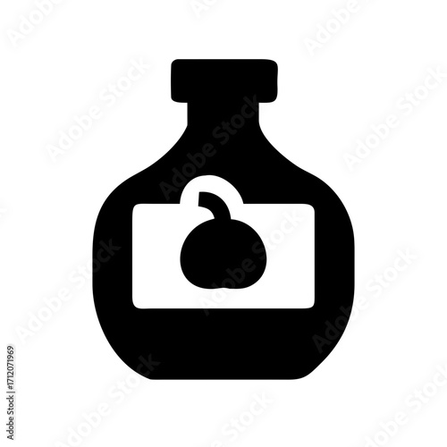 Potion Bottle With Pumpkin Label Icon Vector Silhouette