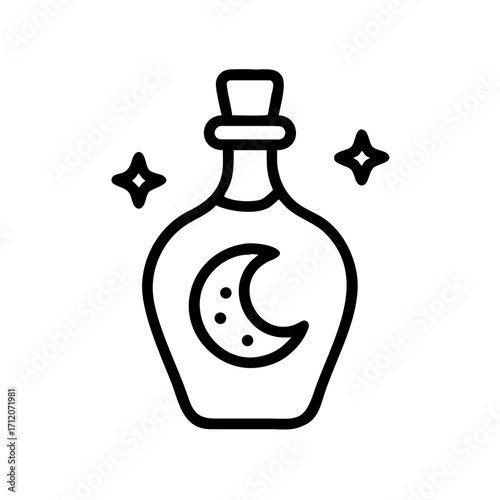 Potion Bottle With Moon And Stars Icon Line Art
