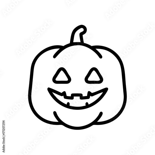 Pumpkin Face Lantern Icon Line Art