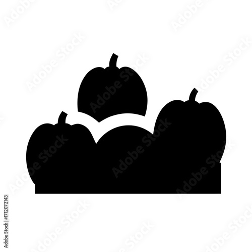 Pumpkin Patch Scene Icon Vector Silhouette