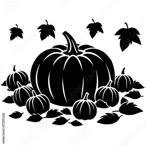 Pumpkin Patch With Scattered Leaves Icon Vector