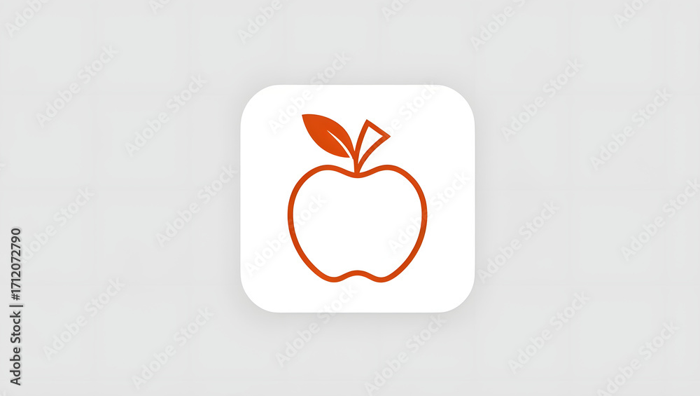 Obraz premium Orange Apple Icon on White Square fruit symbol