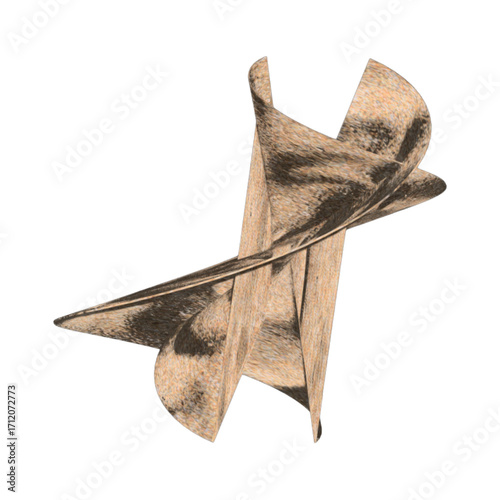 3D Abstract Geometry – Twisted Planes with Fibrous Texture in Organic Form