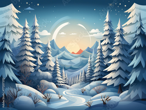 Incredible Background of landscape with snow and mountains